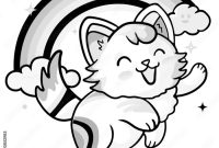 Mythical anime cat coloring page