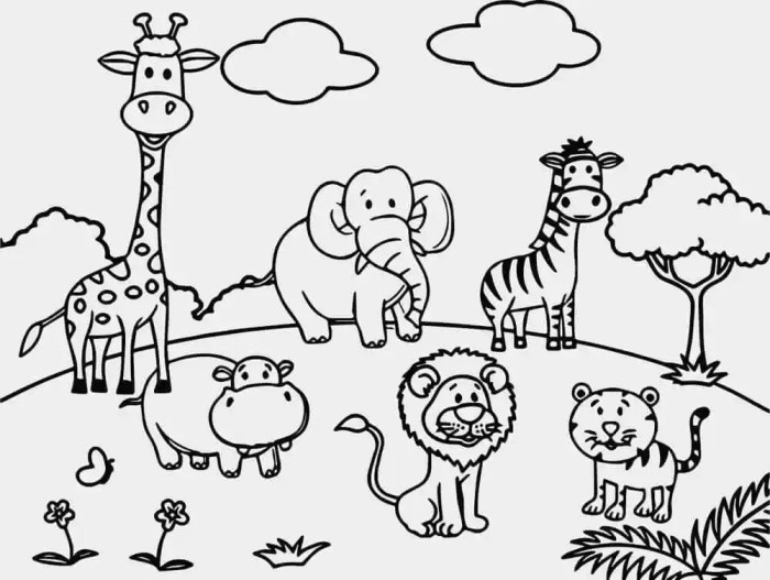 Zoo animals coloring page