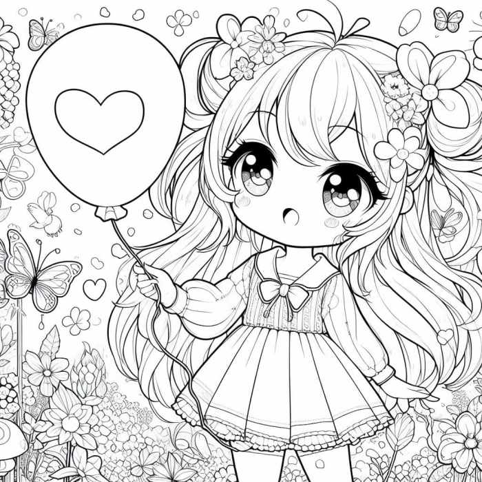 Kawaii cute anime coloring pages