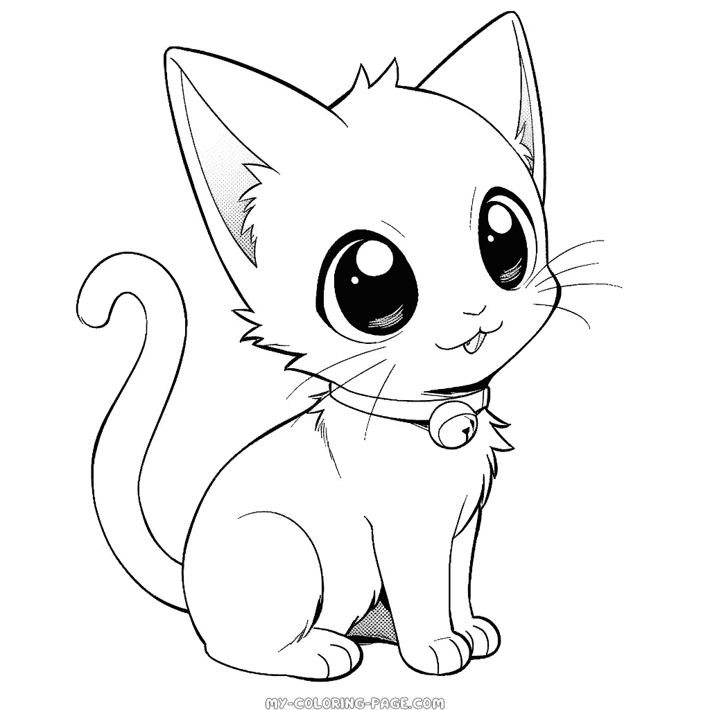 Mythical anime cat coloring page