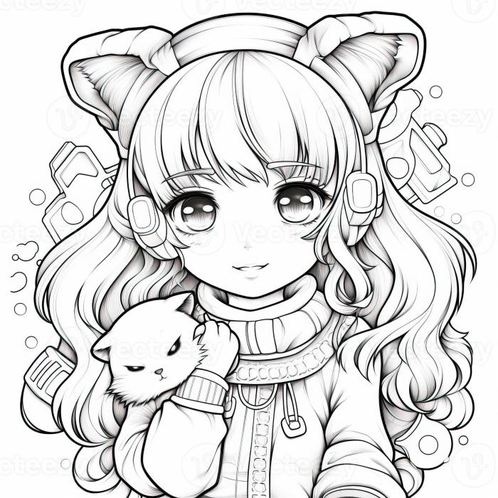 Female anime coloring pages