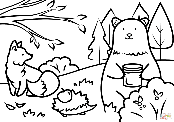 Fall animals coloring pages