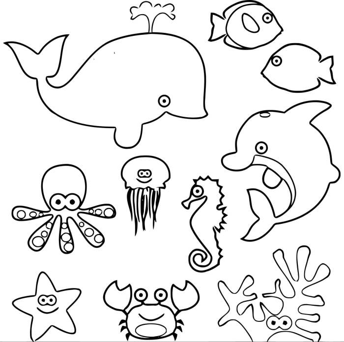 Sea animals coloring sheets