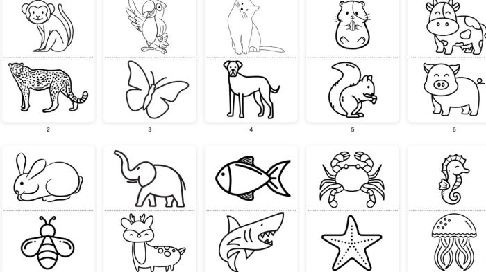 Simple coloring pages animals