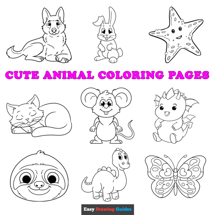 Cute animal coloring pages easy