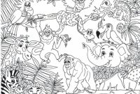 Animals in the jungle coloring pages