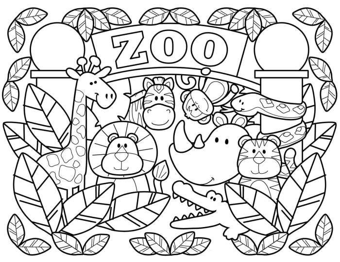 Easy zoo animals coloring pages